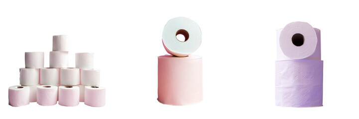 White toilet paper against a bright isolated transparent background in a picture