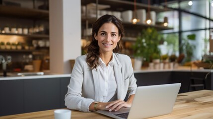Portrait of a woman at a successful e-commerce company monitoring online communities