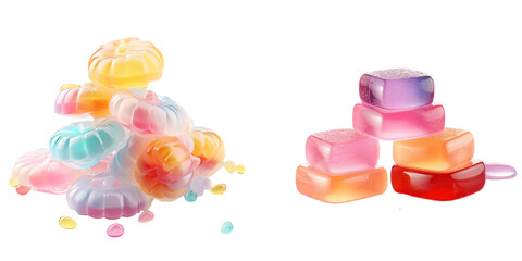 Delicious jelly candies on a transparent background
