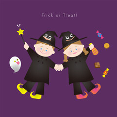 ハロウィン　欧米の子供たちの仮装　トリックオアトリート