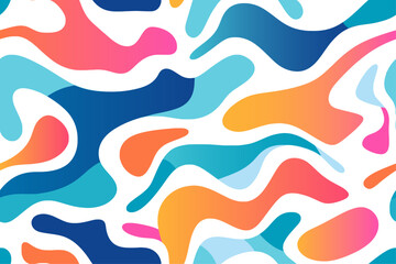 colorful abstract pattern with wavy lines, playful vector seamless background