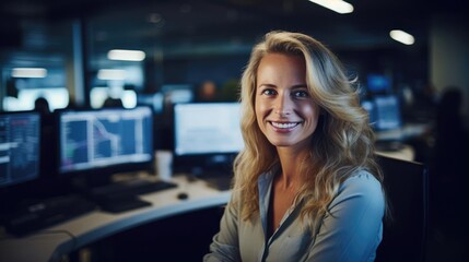 Portrait of a woman at the helm of a marketing team crafting compelling narratives