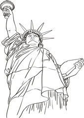 Fototapeta na wymiar hand drawn vector illustration of Statue of Liberty