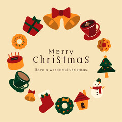 かわいい丸いクリスマスフレーム