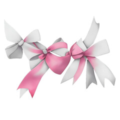 pink bow isolated on white, ai generative 