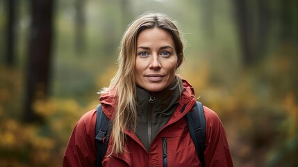 Portrait of a woman in a pristine wilderness setting teaching essential survival skills