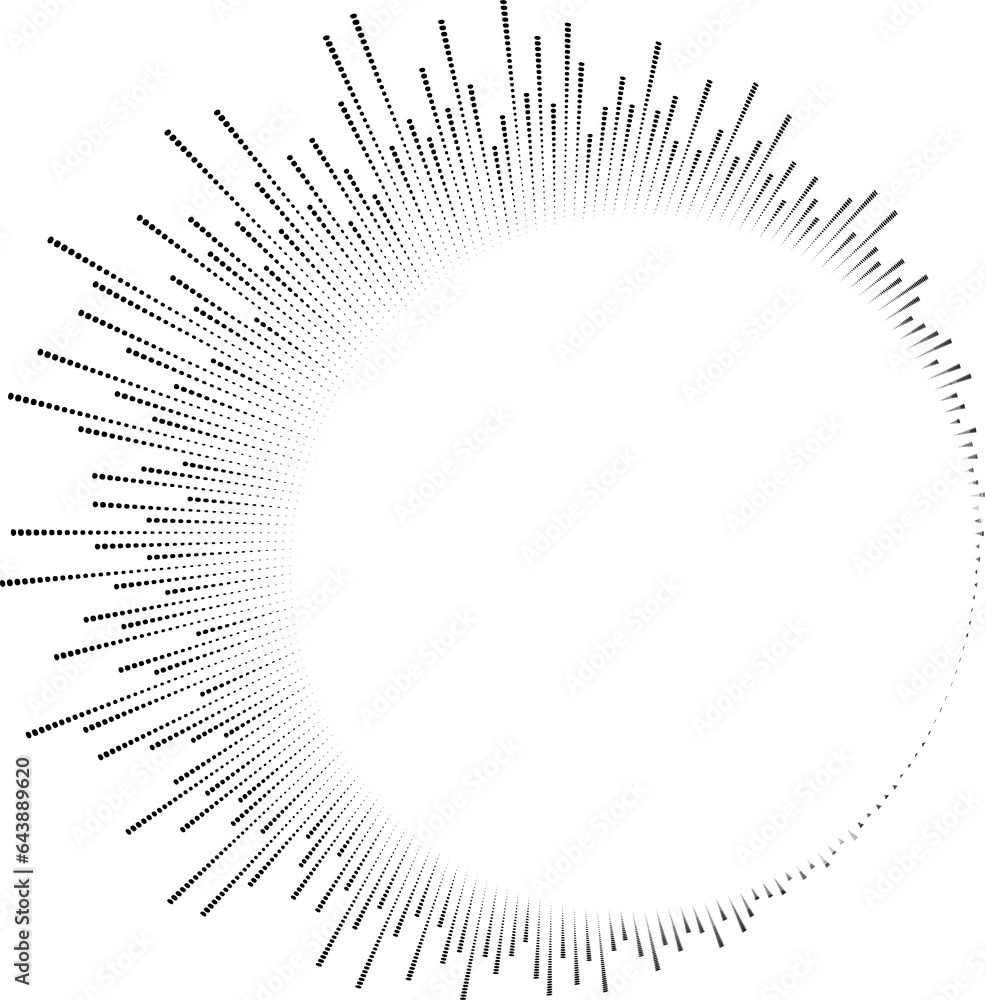 Poster circle sound wave. audio music equalizer. round circular icon. spectrum radial pattern and frequency