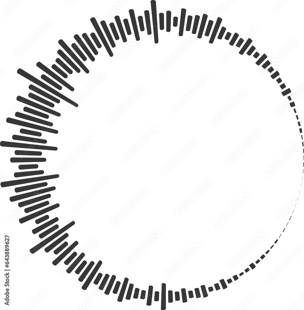 Poster circle sound wave. audio music equalizer. round circular icon. spectrum radial pattern and frequency