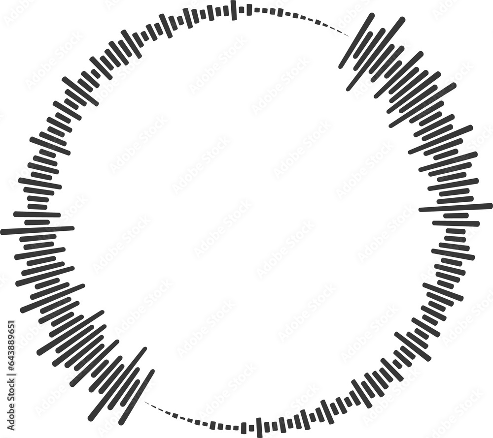 Poster circle sound wave. audio music equalizer. round circular icon. spectrum radial pattern and frequency