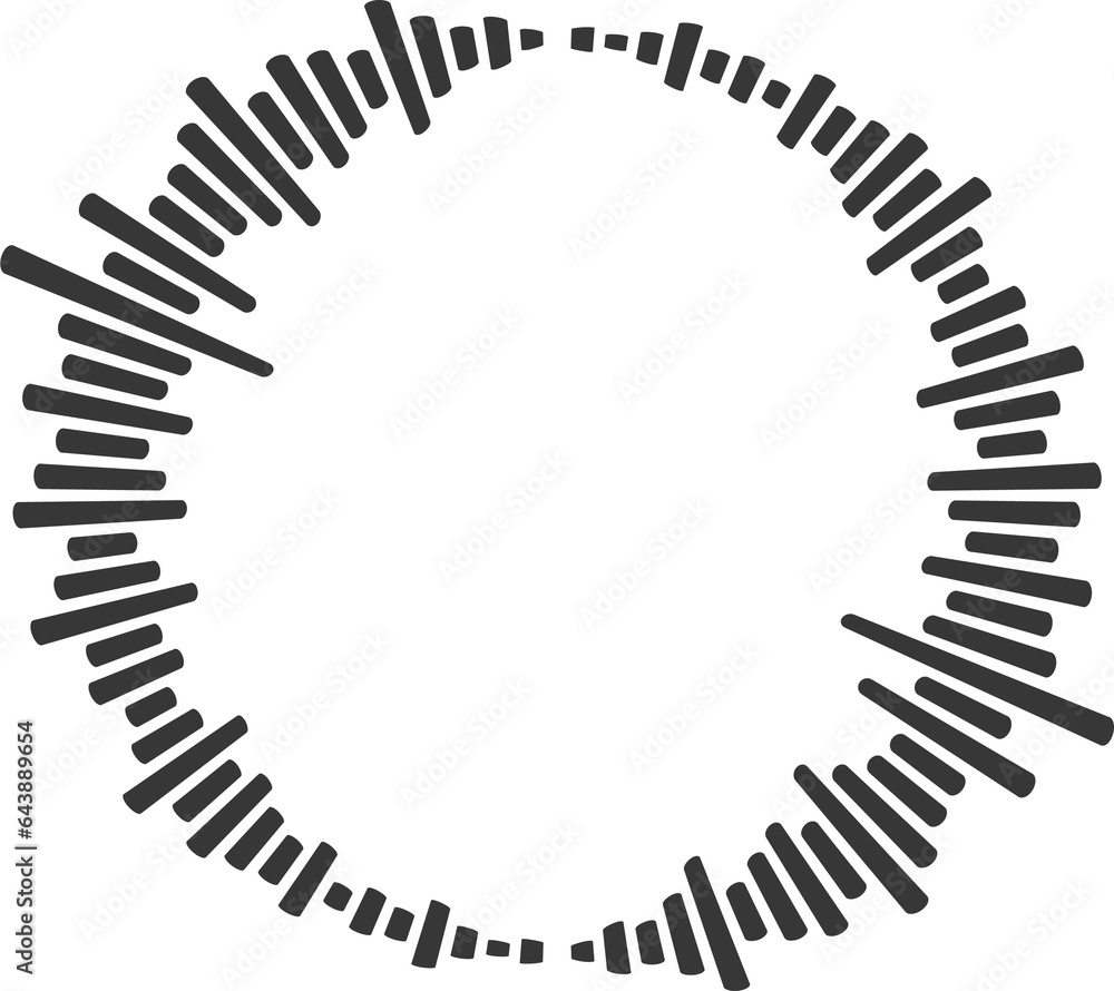 Poster circle sound wave. audio music equalizer. round circular icon. spectrum radial pattern and frequency