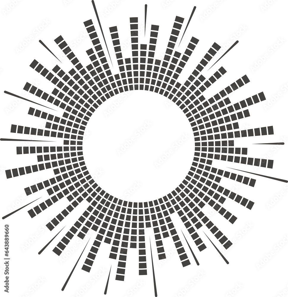 Poster circle sound wave. audio music equalizer. round circular icon. spectrum radial pattern and frequency