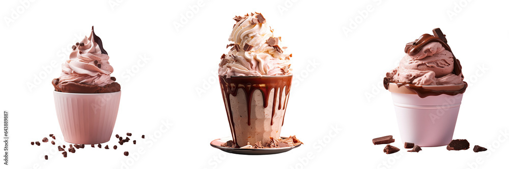 Wall mural transparent background with cup of chocolate ice cream