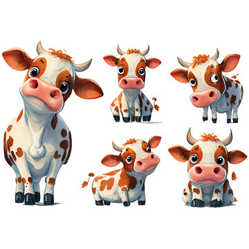 The little cow Set was cute.isolated. Generative AI