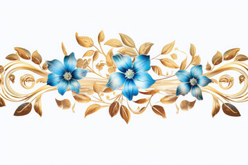 A Blue flowers and a gold flower, Generative AI