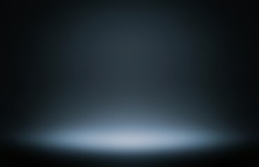 Illuminated empty place in total darkness defocus illustration. White spotlight on black background.