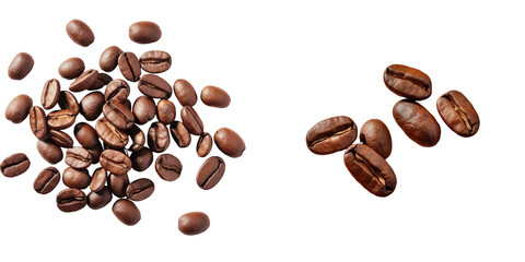Obraz premium Closeup of coffee beans isolated on a transparent background