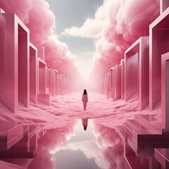 Whimsical Pink Dreams Women's Art in a Beautiful Fantasy World