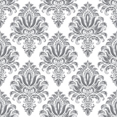 Seamless Gray Damask Pattern On White Background