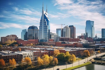 View of Nashville's city center. Generative AI