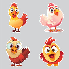 Obraz premium Hand drawn chicken farm animal cartoon sticker