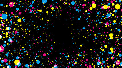 カラーインク拡散パターンの背景。黒背景。