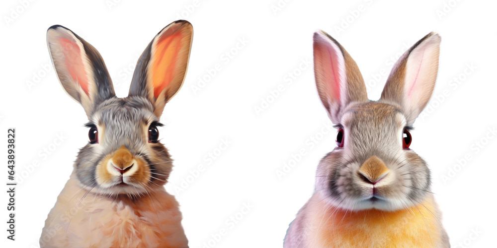Aufkleber close up view of a rabbit s face in three colors on a transparent background