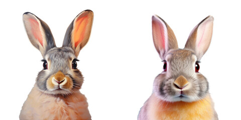 Obraz premium Close up view of a rabbit s face in three colors on a transparent background