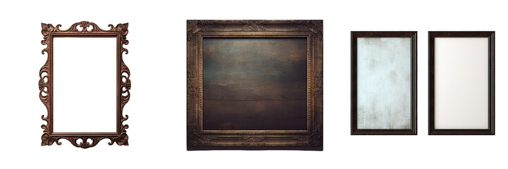 Wooden frame isolated on a transparent background