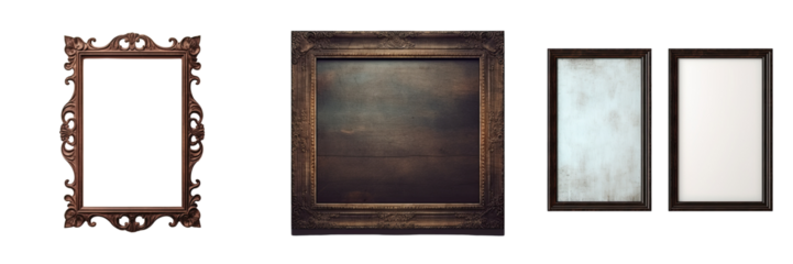 Wooden frame isolated on a transparent background