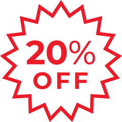 Price tags, special offer or shopping discount label with percent, discount. Red Paper sticker. 10, 20, 25, 30, 35, 40, 50, 60, 70, 80, 90  percent price. Promotional sale. Vector illustration.