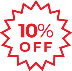 Price tags, special offer or shopping discount label with percent, discount. Red Paper sticker. 10, 20, 25, 30, 35, 40, 50, 60, 70, 80, 90  percent price. Promotional sale. Vector illustration.