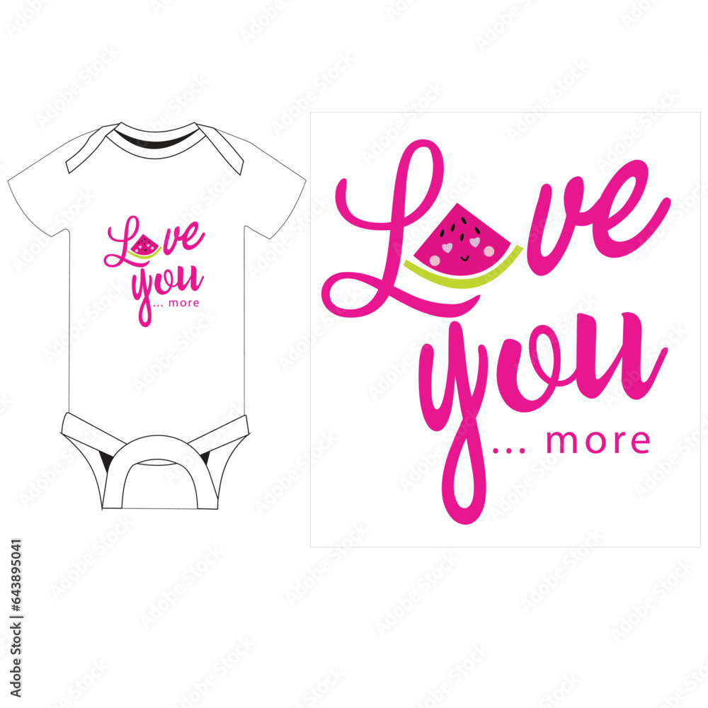 Sticker baby romper girls love watermelon print