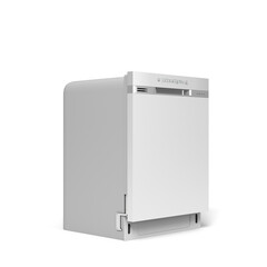 modern new dishwasher perspective view 3d render on white