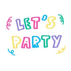 Let's party hand drawn lettering