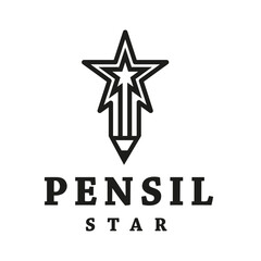 Fototapeta premium Education logo design, Academy concept Pencil icon, Creative Star Vector Template