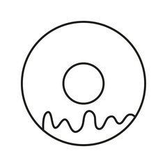 Icon of delicious and appetizing donut with chocolate. Black on white background