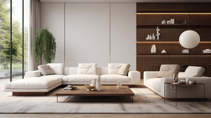 interior design of modern living room with white sofa