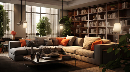 interior of living room with sofa rendering