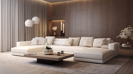 Fototapeta na wymiar interior of living room with white sofa 3d rendering