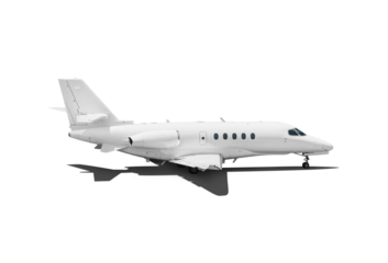 Modern corporate private business jet isolated. Transparent PNG image.