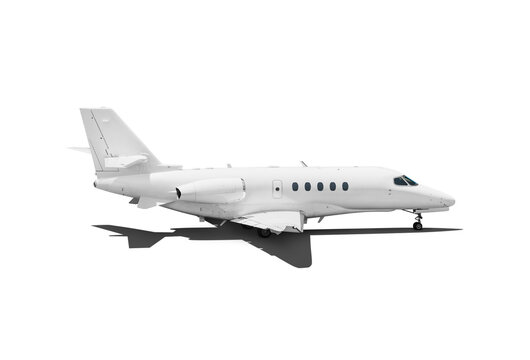 Modern corporate private business jet isolated. Transparent PNG image.
