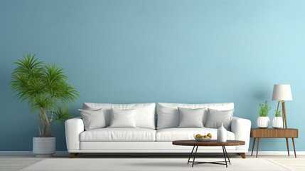 Fototapeta na wymiar interior of modern living room with white fabric sofa