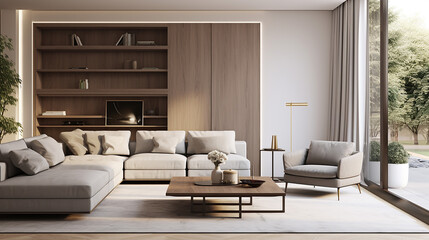 modern living room interior with door 3d rendering