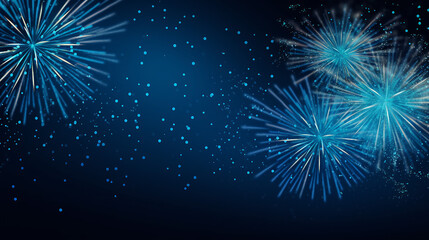 fireworks on dark blue background with stars and space for text