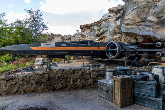 Rise of the Resistance Ride at Disney's Star Wars: Galaxy's Edge Theme Park at Walt Disney World Resort in Orlando, Florida, Batuu East, X-Wing