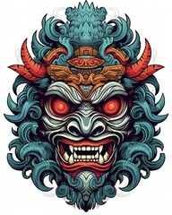 Scary monster mask design isolated on plain background