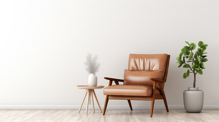 modern mid century and minimalist interior of living room - obrazy, fototapety, plakaty