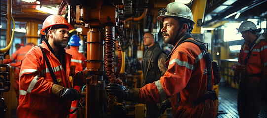 engineer stands on an oil drilling platform amidst the vast sea, working to extract vital resources.Generated with AI