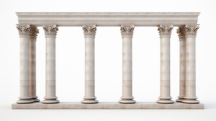 ancient temple with marble column isolated on white background