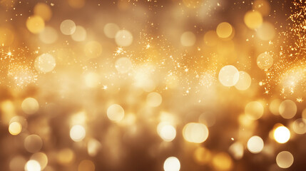 Christmas glittery golden lights. background of bright glow bokeh